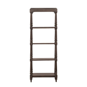 Revival Row Open Shelf Etagere Brown with Chimney Smoke Finish P348601 Pulaski Furniture