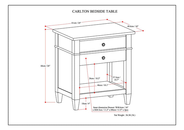 English Elm Carlton Handcrafted Distressed Grey Bedside Table - Vintage Charm With Dual Storage Drawers & Style B136P158140