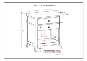 English Elm Carlton Handcrafted Fog Grey Bedside Table With Storage Drawers And Antique Bronze Accents B136P158574