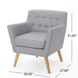 Christopher Knight Home® - Noble House - Meena Buttoned Mid Century Modern Light Grey Fabric Club Chair