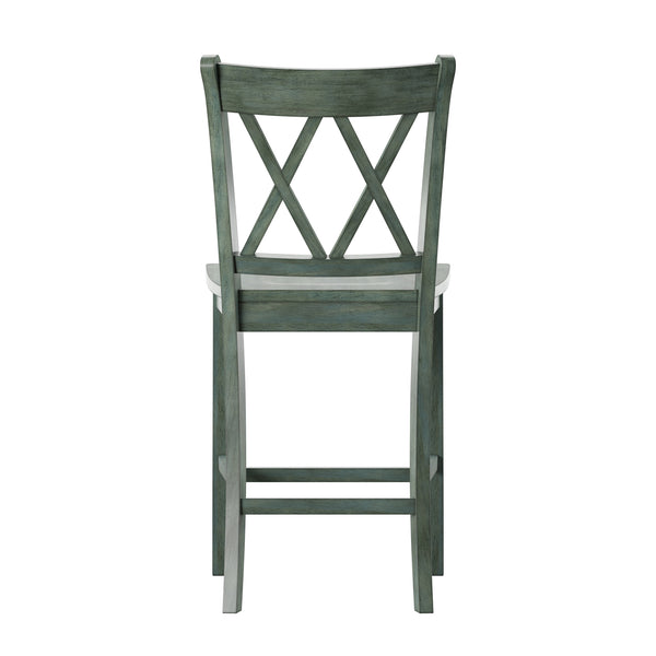 Homelegance By Top-Line Theordore Antique Finish Drop Leaf Round Counter Height Dining Set Green Rubberwood