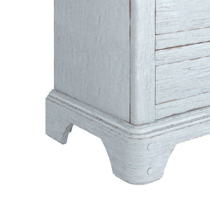 A.R.T. Furniture Summer Creek Nightstand - Shutter Blue Finish, 3 Drawers & Usb Chargers For Stylish Storage Solutions Blue Flakey Cathedral Oak Veneer,Parawood Solids 251143-1361