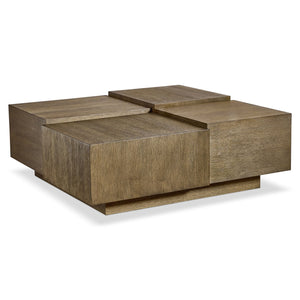 Bernhardt Bernhardt Weiss Oak Cocktail Table with Wire-brushed Finish and Sculptural Cube Design 570010