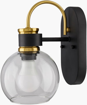 Livabliss Kwiete Glass Shade Metal Wall Sconce Warm Ambient Glow for Bedroom or Hallway KWI-001