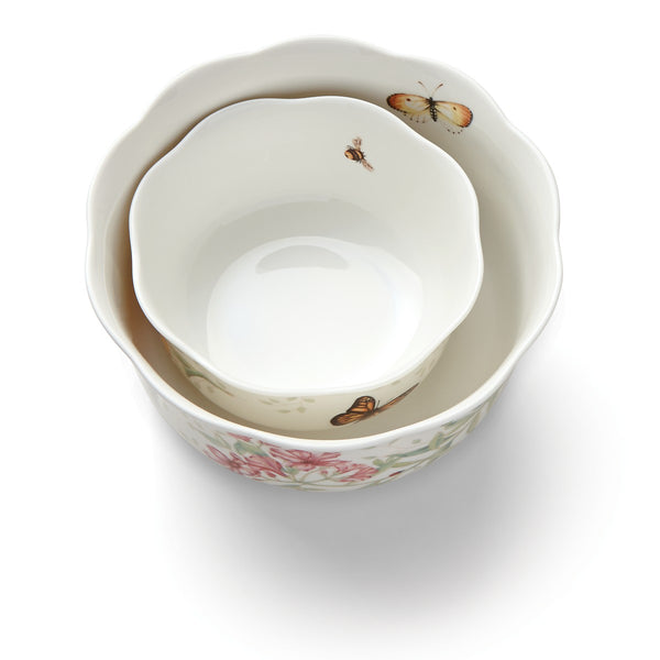 Lenox Butterfly Meadow 2-Piece Nesting Bowl Set Multi, WHITE PORCELAIN 820579