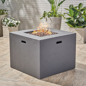 Christopher Knight Home® Noble House Outdoor Patio 24.5" H X 31.25" W Square Gas Burning Concrete Fire Pit  - 40, 000 Btu, Dark Grey