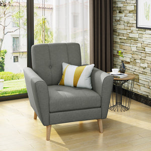 English Elm Christopher Knight Home® - Mid Mid Century Fabric Club Chair with Channel Stitching, Tufted Cushion, Plush Polyester Comfort Grey 33 L x 29.75 W x 18 H 62223.00GRY
