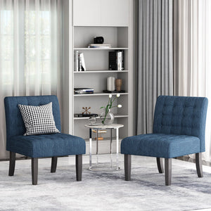 English Elm Accent Slipper Chairs Set of Two Button Tufted Plush Upholstered Living Room Pair 70752.00NBLU