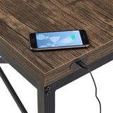 Homelegance By Top-Line Emely Black Metal Rustic Desk with USB Charging Station Black MDF