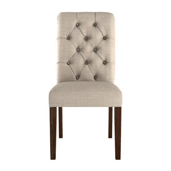 Homelegance By Top-Line Dafne Tufted Rolled Back Parsons Chairs (Set of 2) Brown Rubberwood