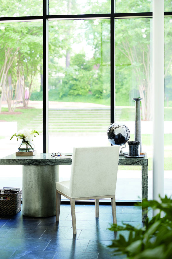 Bernhardt Bernhardt Sculptural Linea Desk With Black Forest Marble Top & Textured Graphite Pedestal, 72" K1100