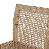 Christopher Knight Home® - Noble House - Elon Outdoor Wicker Barstools, Light Multi-Brown and Teak - Set of 2