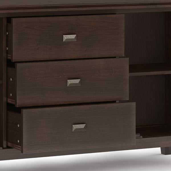 English Elm Artisan Large Sideboard Buffet - Elegant Dark Chestnut Brown, Functional Storage, Timeless Design B136P158417