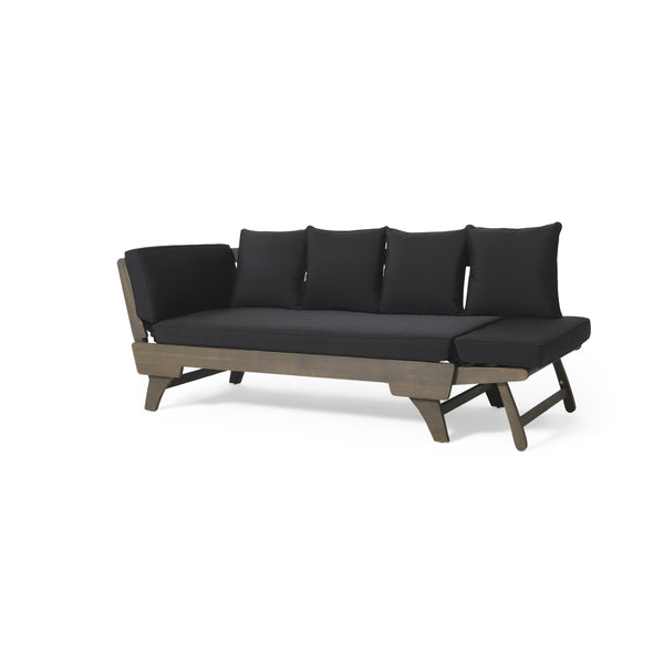 English Elm Christopher Knight Home® - OTTAVIO Acacia Outdoor Sofa Daybed Convertible Expandable with Water-Resistant Cushions, Grey Patio Luxury 63454.00BLK