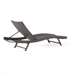 English Elm Christopher Knight Home® - KAUAI PE WICKER CHAISE Brown Multi Rattan Outdoor Adjustable Lounger Curved Contour All-Weather Comfort 54087.00