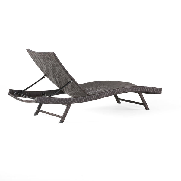 English Elm Christopher Knight Home® - KAUAI PE WICKER CHAISE Brown Multi Rattan Outdoor Adjustable Lounger Curved Contour All-Weather Comfort 54087.00