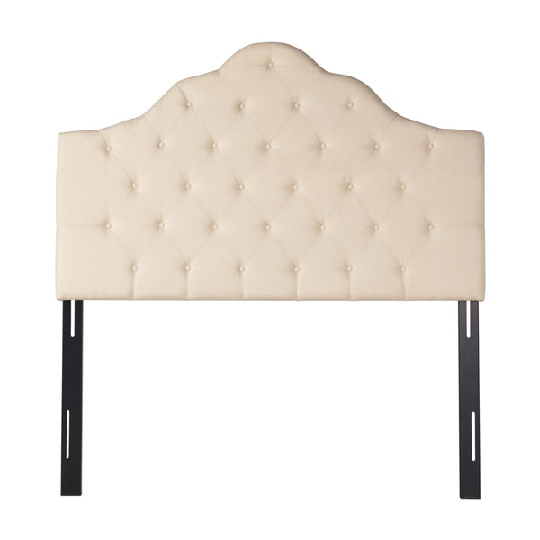 English Elm Christopher Knight Home® - Tufted Cloud-Shaped Upholstered Headboard Queen with Button Detail, Tall Solid Wood Frame & Metal Legs Beige 59024.00BEI