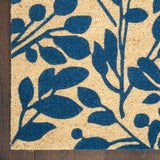 Nourison WaverlyWav17 Greetings WGT42 Machine Made Tufted  Indoor/Outdoor Botanical  Rug Navy, Navy 100% Coir 99446821898