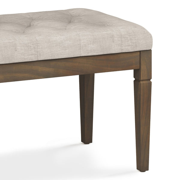 English Elm Waverly Small Tufted Ottoman Bench - Natural Linen Accent For Elegant Footstool & Extra Seating B136P159941-GIGA