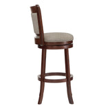 Homelegance By Top-Line Sydney Upholstered Back Swivel 29" Bar Height Stool Grey Rubberwood