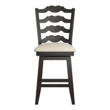 Homelegance By Top-Line Juliette French Ladder Back Counter Height Swivel Stool Black Rubberwood