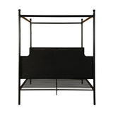 Christopher Knight Home® - Noble House - Beechmont Queen Size Iron Canopy Bed Frame With Upholstered Studded Headboard