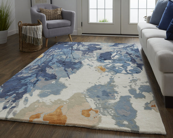 Feizy Rugs Dafney Hand-tufted Floral & Botanical Rug - Whimsical Watercolor Design In Vivid Colors For Elegance Blue Viscose,Wool Dfy8871fblu000h00