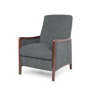 English Elm Christopher Knight Home® - Fabric Mid-Century Recliner Chair Grey – Pushback Upholstered Seat, Channel Stitching, Birch Wood Frame, Cozy 70451.00FGRY