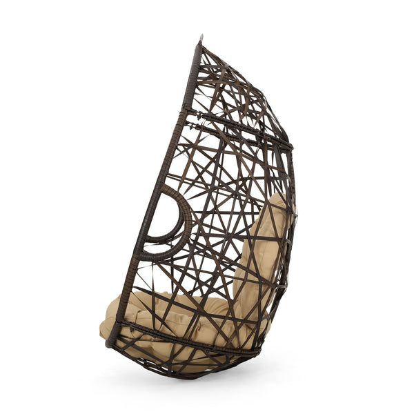 English Elm Marlin Wicker Hanging Egg Chair Teardrop Cocoon Seat for Patio or Sunroom 54672.00BSK