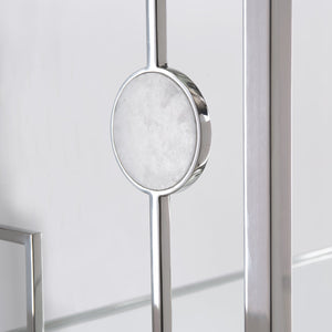 Bernhardt Bernhardt Alba Etagere — Polished Stainless Steel Display With Onyx Accents, Mirrored Glass Shelves (86"H) 305127
