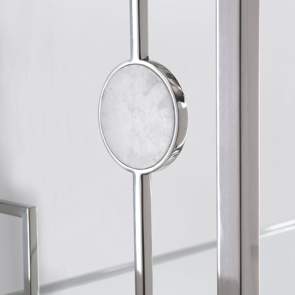 Bernhardt Bernhardt Alba Etagere — Polished Stainless Steel Display With Onyx Accents, Mirrored Glass Shelves (86"H) 305127