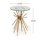 Christopher Knight Home® - Noble House - Helios Modern Glam Handcrafted Sunburst Accent Table with Tempered Glass Top, Gold