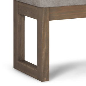 English Elm Milltown Footstool Ottoman Bench - Distressed Grey-Taupe Faux Leather For Stylish Versatility B136P159088