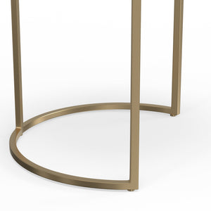 English Elm Drake Handcrafted 2-Pc Nesting Tables in Antique Nickel & Copper Finish — Etched Tops, Solid Metal Elegance B136P158590