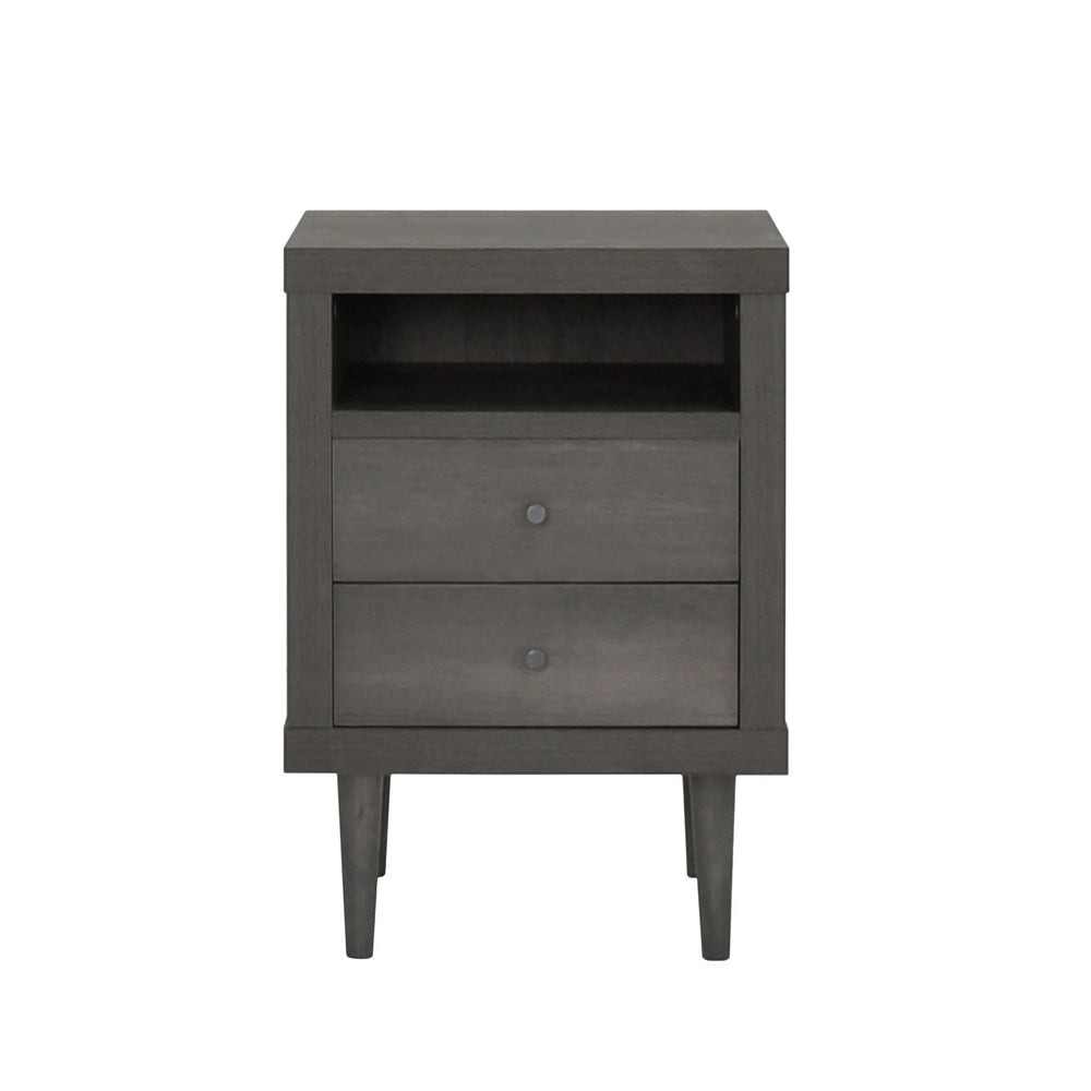 English Elm Christopher Knight Home® - 2-DRAWER Nightstand with Faux Wood Finish and Rubberwood Legs, Compact Storage Nightstand with Knob Handles Grey 72037.00GRY