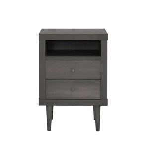 English Elm Christopher Knight Home® - 2-DRAWER Nightstand with Faux Wood Finish and Rubberwood Legs, Compact Storage Nightstand with Knob Handles Grey 72037.00GRY