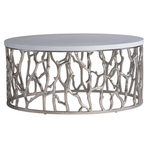 Bernhardt Bernhardt Milos Outdoor Cocktail Table — Sculptural Faux Bois Cast-Aluminum Base With Grc Top, Bone Finish X05025