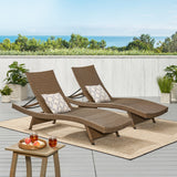 Christopher Knight Home® - Noble House - Salem Outdoor Mixed Mocha Wicker Armless Chaise Lounge - Set Of 2