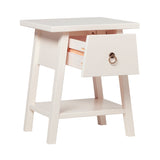 Japandi Bedside Table with Pull-Ring Ivory White ATB20NSIVP Walker Edison