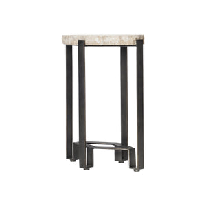 Bernhardt Bernhardt Sayers Oval Accent Table With Travertine Top & Oil-Rubbed Bronze Steel Base, 22"H 414112