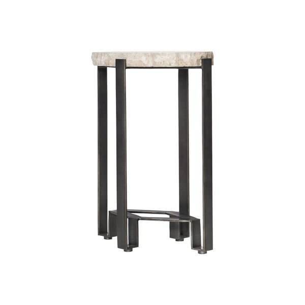 Bernhardt Bernhardt Sayers Oval Accent Table With Travertine Top & Oil-Rubbed Bronze Steel Base, 22"H 414112