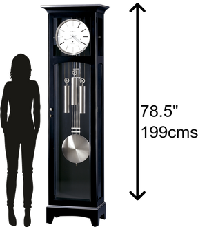 Hekman Furniture 660125 Elegant Black Grandfather Clock With Westminster Chime & Custom Nameplate By Howard Miller Black Satin Urban Iii Grandfather Clock 660125