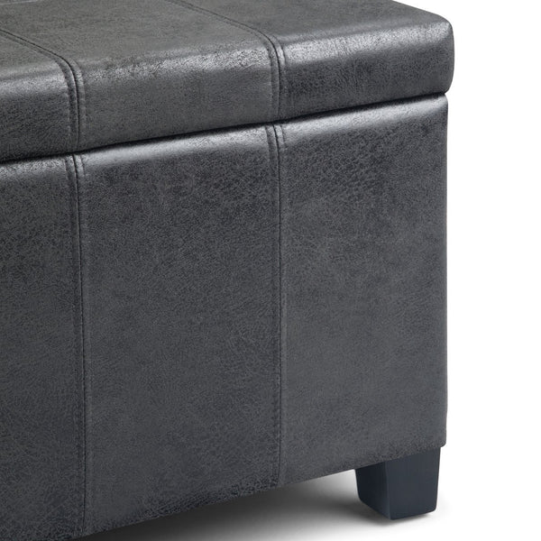 English Elm Dover - Contemporary Storage Ottoman Bench In Distressed Black Faux Leather With Hidden Storage B136P159037