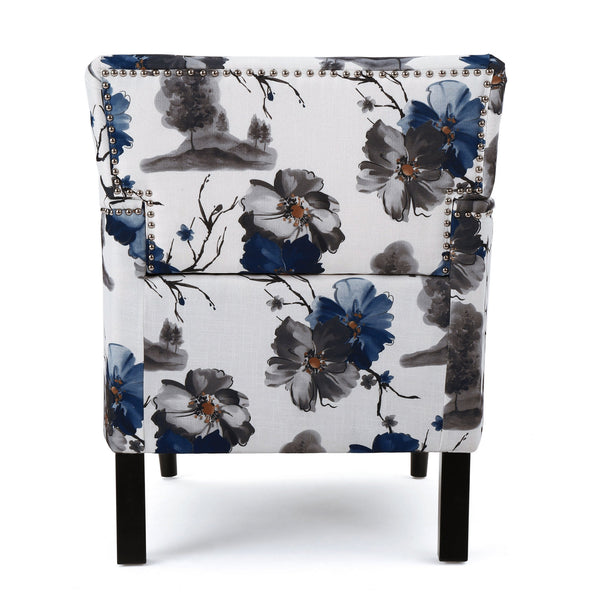 English Elm Christopher Knight Home® - HARRISON Tufted Floral Club Chair with Nailhead Trim, Plush Upholstery & Turned Birch Legs, Cozy Elegance 59082.00PRT