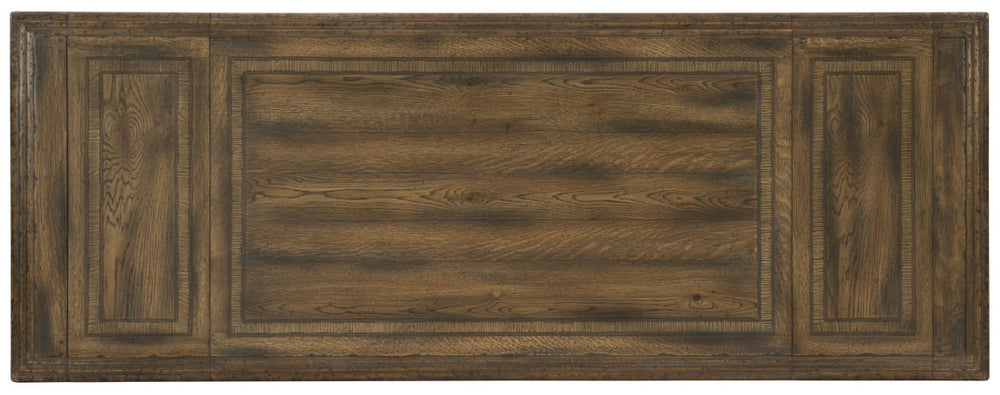 Hooker Furniture Balcones Rustic Friendship Table 60" With Removable Leaves, Adjustable Height, Two-Tone Distressed Charm 5960-75206-BRN