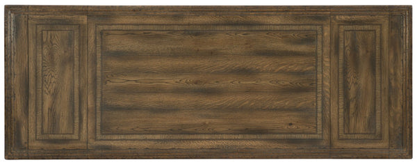 Hooker Furniture Balcones Rustic Friendship Table 60" With Removable Leaves, Adjustable Height, Two-Tone Distressed Charm 5960-75206-BRN