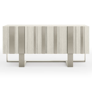 Bernhardt Bernhardt Tempo Buffet With Sandblasted Aluminum Overlays, Wire-Brushed Oak & Satin Nickel Base (68"W) 346134