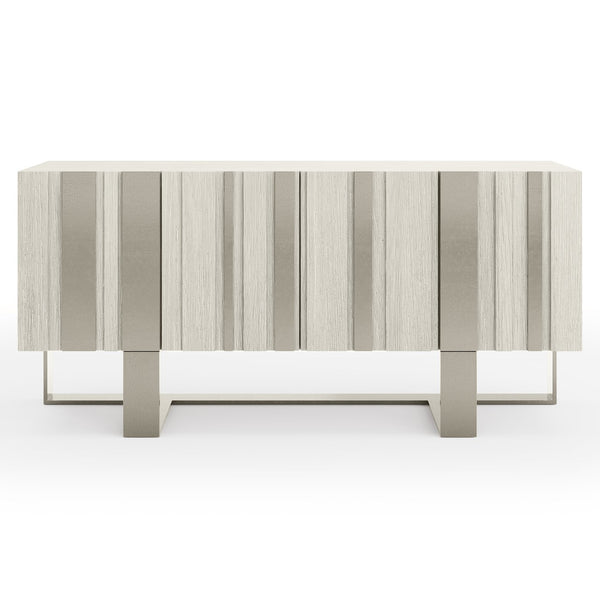 Bernhardt Bernhardt Tempo Buffet With Sandblasted Aluminum Overlays, Wire-Brushed Oak & Satin Nickel Base (68"W) 346134