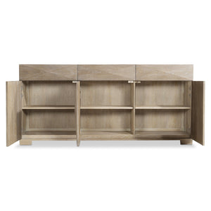 Bernhardt Bernhardt Aventura Marcona 3-Door Buffet With Pyramid Fronts, Soft-Close Drawers & Adjustable Shelves 318132