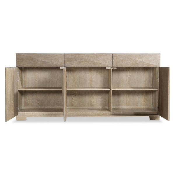 Bernhardt Bernhardt Aventura Marcona 3-Door Buffet With Pyramid Fronts, Soft-Close Drawers & Adjustable Shelves 318132